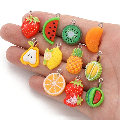Resin Fruit Pendants PW-WGB3762-01-1