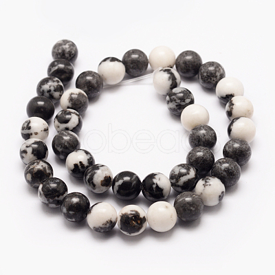 Natural Zebra Jasper Beads Strands G-F511-03-8mm-1