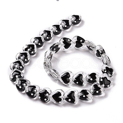 Glass Heart Beads GLAA-D005-01F-1