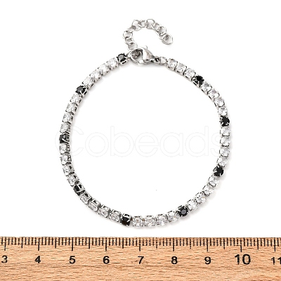 304 Stainless Steel with Cubic Zirconia Link Chain Bracelets for Women BJEW-G754-01A-P02-1