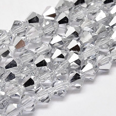 Imitate Austrian Crystal Electroplate Bicone Glass Faceted Bead Strands GLAA-F029-4x4mm-B01-1