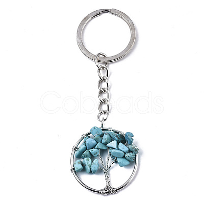 Natural Howlite Chips Chakra Keychain G-N0326-003E-1