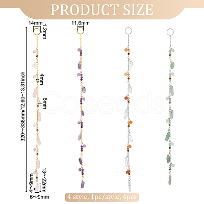 Gemstone Round & Chip Hair Pendants Decoration Chain Clips for Woman Girl OHAR-AB00007-1