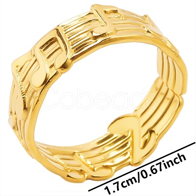 Stainless Steel Music Note Open Cuff Ring for Unisex TF1587-2-1