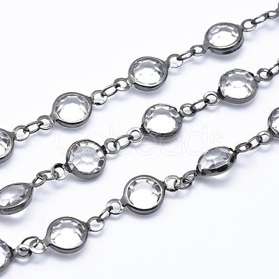 Faceted Glass Handmade Beaded Chains CHC-L036-16B-1