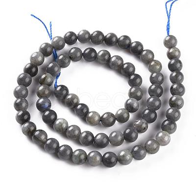 Natural Black Labradorite Beads Strands G-S333-6mm-021B-1