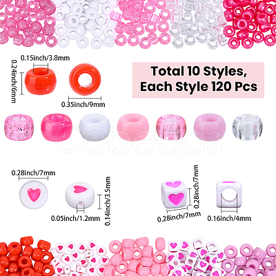 1200Pcs 10 Styles Opaque Plastic and Opaque Acrylic Beads KY-PA0001-15A-1