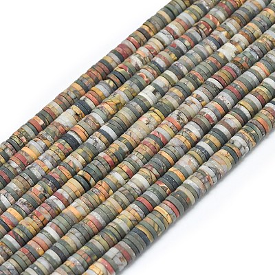Natural Red Picasso Jasper/Polychrome Jasper Beads Strands G-P575-B10-6x1mm-1