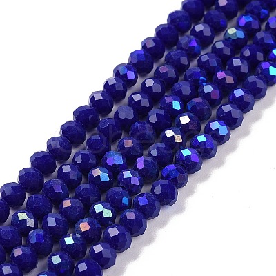 Electroplate Opaque Solid Color Glass Beads Strands EGLA-A034-P1mm-L12-1