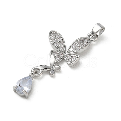 Brass Micro Pave Clear Cubic Zirconia Pendants KK-A299-10P-1