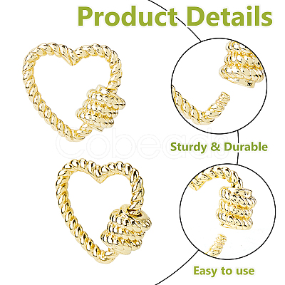 4Pcs Brass Screw Carabiner Lock Charms KK-DC0004-91-1