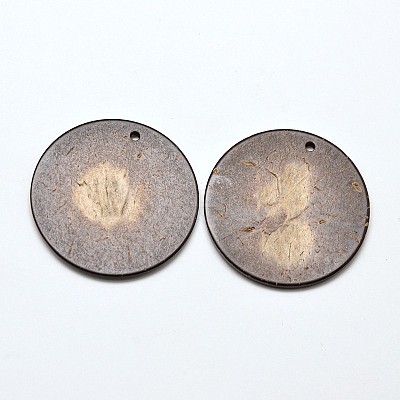 Wood Jewelry Findings Flat Round Coconut Pendants COCO-E001-10C-1