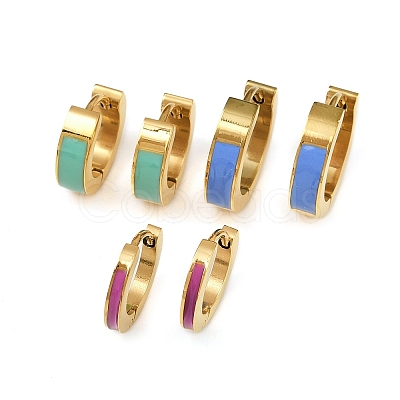 304 Stainless Steel Enamel Hoop Earrings EJEW-K268-19G-04-1