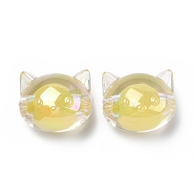 UV Plating Rainbow Iridescent Acrylic Beads OACR-H015-05C-1