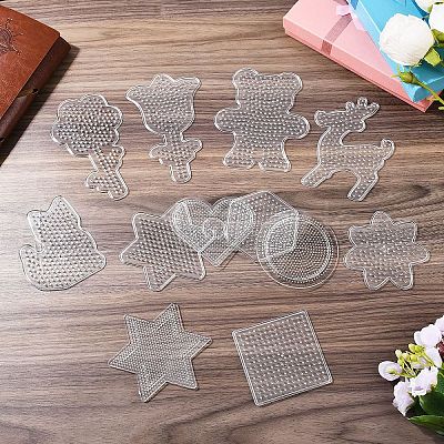 12Pcs 12 Styles Plastic Pegboards for  Mini Fuse Beads DIY-YW0017-55-1