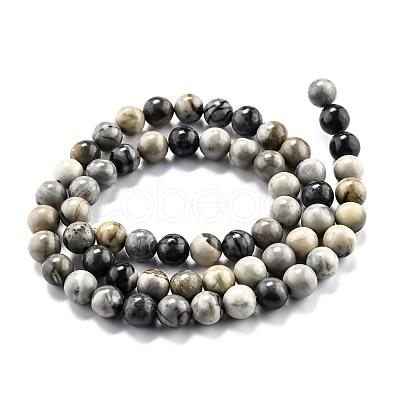 Round Natural Polychrome Jasper/Picasso Stone/Picasso Jasper Beads Strands G-O199-03A-1