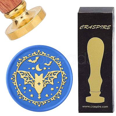 Brass Wax Seal Stamps with Wood Handle AJEW-WH0412-0166-1