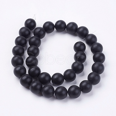 Natural Black Stone Bead Strands G-R193-01-12mm-1