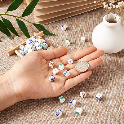 72Pcs 4 Color Handmade Porcelain Ceramic Beads Strands PORC-FW0001-01-1