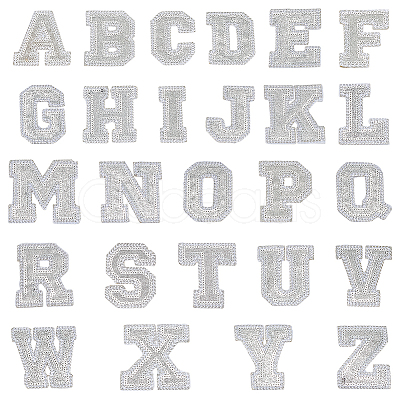 26Pcs Letter A~Z Glitter Powder with Paillette Sew on Cloth Patches PATC-MA0001-54B-1