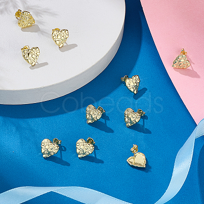 10 Pairs Brass Stud Earrings EJEW-PH0001-52A-1