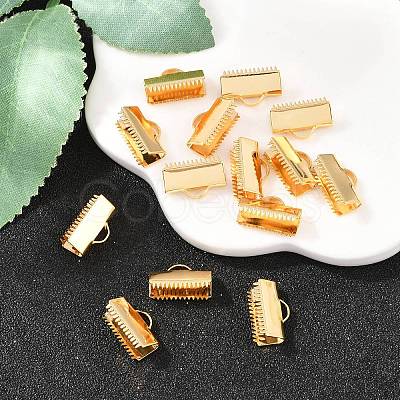 SHEGRACE Brass Ribbon Crimp Ends XGR0061G-60G-1