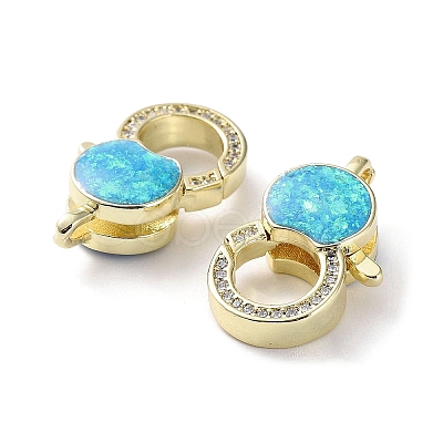 Rack Plating Brass Micro Pave Cubic Zirconia Lobster Claw Clasps KK-C041-03B-G-1
