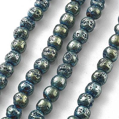 Electroplated Natural Lava Rock Beads Strands G-A251-B01-01B-1
