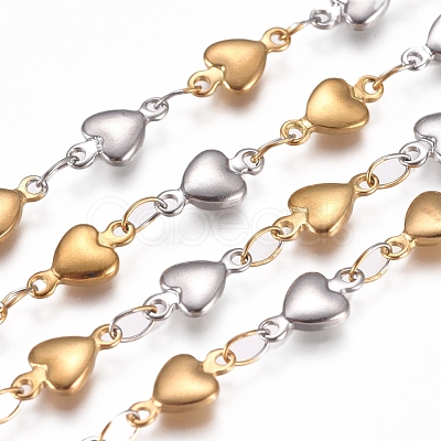 304 Stainless Steel Heart Link Chains STAS-D233-21GP-1