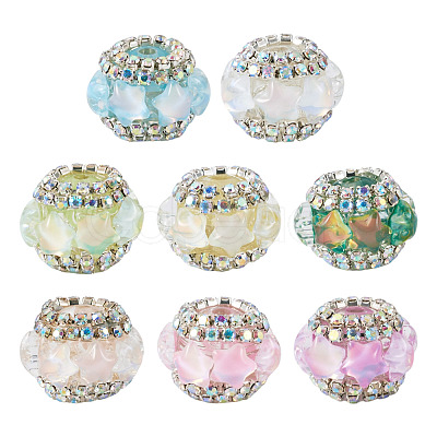 8Pcs 8 Colors Acrylic Rhinestone Rondelle Beads OACR-TA0004-99-1