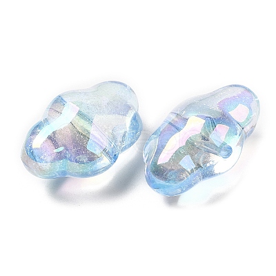UV Plating Transparent Rainbow Iridescent Acrylic Beads OACR-C016-31B-1