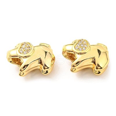 Rack Plating Brass Micro Pave Cubic Zirconia European Beads KK-M247-02G-1