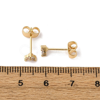 Brass Micro Pave Clear Cubic Zirconia Clover Stud Earrings EJEW-S280-03G-1
