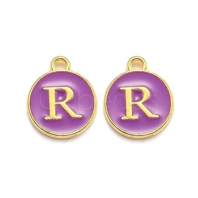 Golden Plated Alloy Enamel Charms ENAM-Q437-12R-1