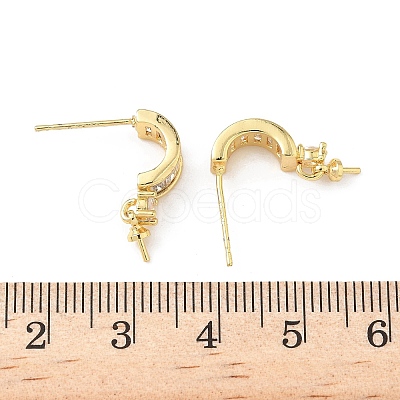 Brass Pave Clear Cubic Zirconia Stud Earring Findings KK-D369-08G-1