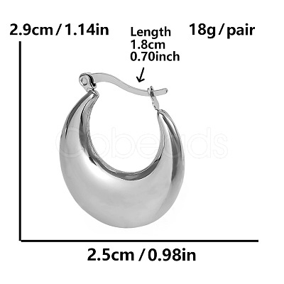 304 Stainless Steel French Style Irregular U-shaped Hoop Earrings VQ4620-1-1