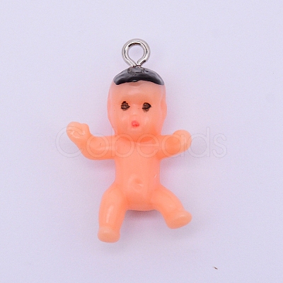 Opaque Plastic Pendants LS-KY-WH0024-12J-1