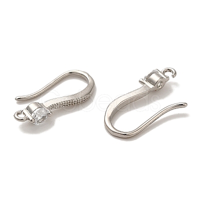 Rack Plating Brass Micro Pave Clear Cubic Zirconia Earring Hooks KK-A231-05P-1