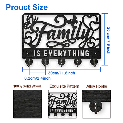 Wood & Iron Wall Mounted Hangers HJEW-WH0055-227-1