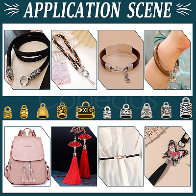 150Pcs 15 Styles Tibetan Style Cord Ends FIND-PH0028-89-1
