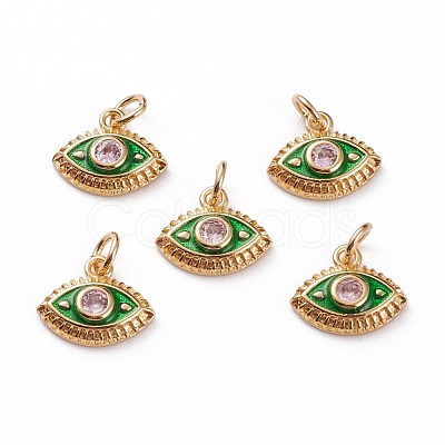 Brass Micro Pave Clear Cubic Zirconia Charms KK-C100-15G-1