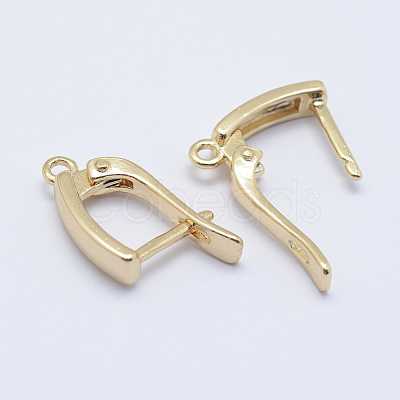 Brass Hoop Earring Findings with Latch Back Closure KK-F728-06G-A-NF-1