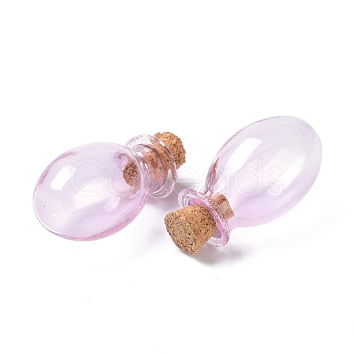 Oval Glass Cork Bottles Ornament AJEW-O032-03C-1