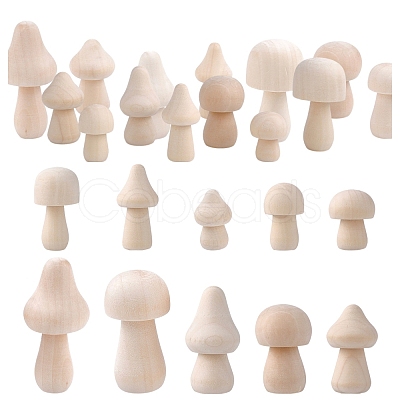 54Pcs 10 Styles Unfinished Wood Mushroom Ornaments DJEW-WR0001-14-1