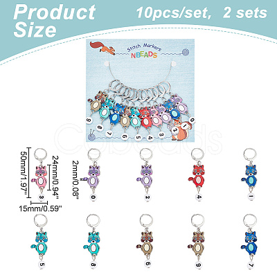 Alloy Enamel & Acrylic Pendant Locking Stitch Markers HJEW-AB00108-1