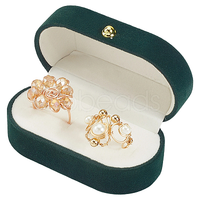 1Pc Rectangle Velvet Couple Rings Box CON-BBC0001-20B-1