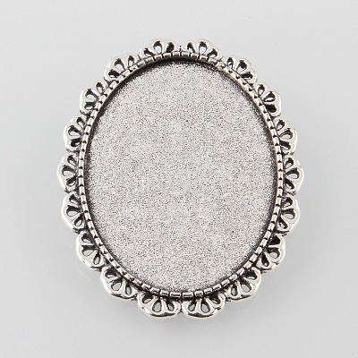 Vintage Alloy Brooch Cabochon Bezel Settings PALLOY-O038-41AS-1
