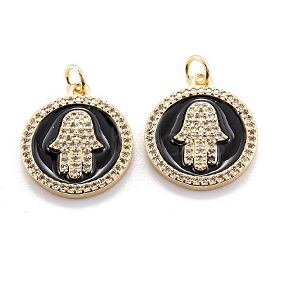 Real 18K Gold Plated Brass Micro Pave Clear Cubic Zirconia Pendants ZIRC-M114-50G-07-1