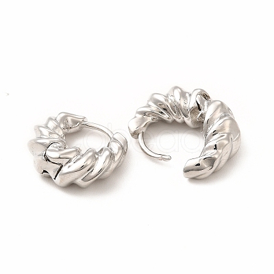 Twist Ring Rack Plating Brass Hoop Earring for Women EJEW-H091-14P-1
