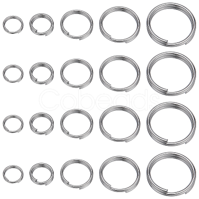 400pcs 5 Styles 304 Stainless Steel Split Rings STAS-SC0005-95-1